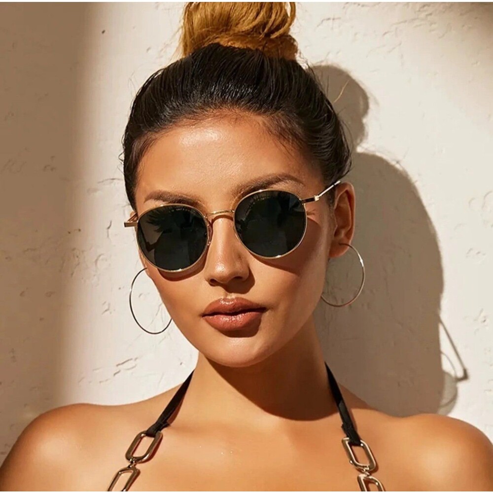 Unisex Metal Round Frame Vintage Y2K Casual Sunglasses For Outdoor Daily